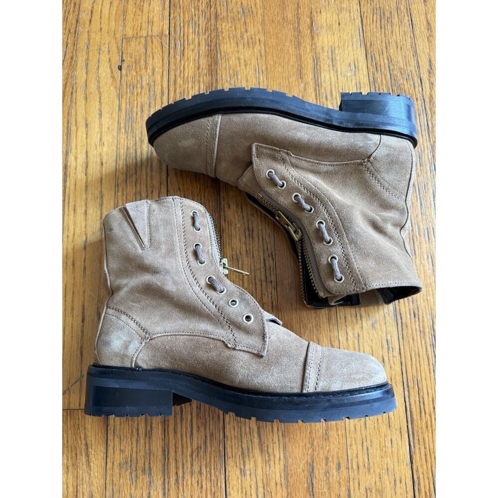 All Saints Ariel Brown Suede Zip Up Combat Boots Size 37 - Picture 9 of 15